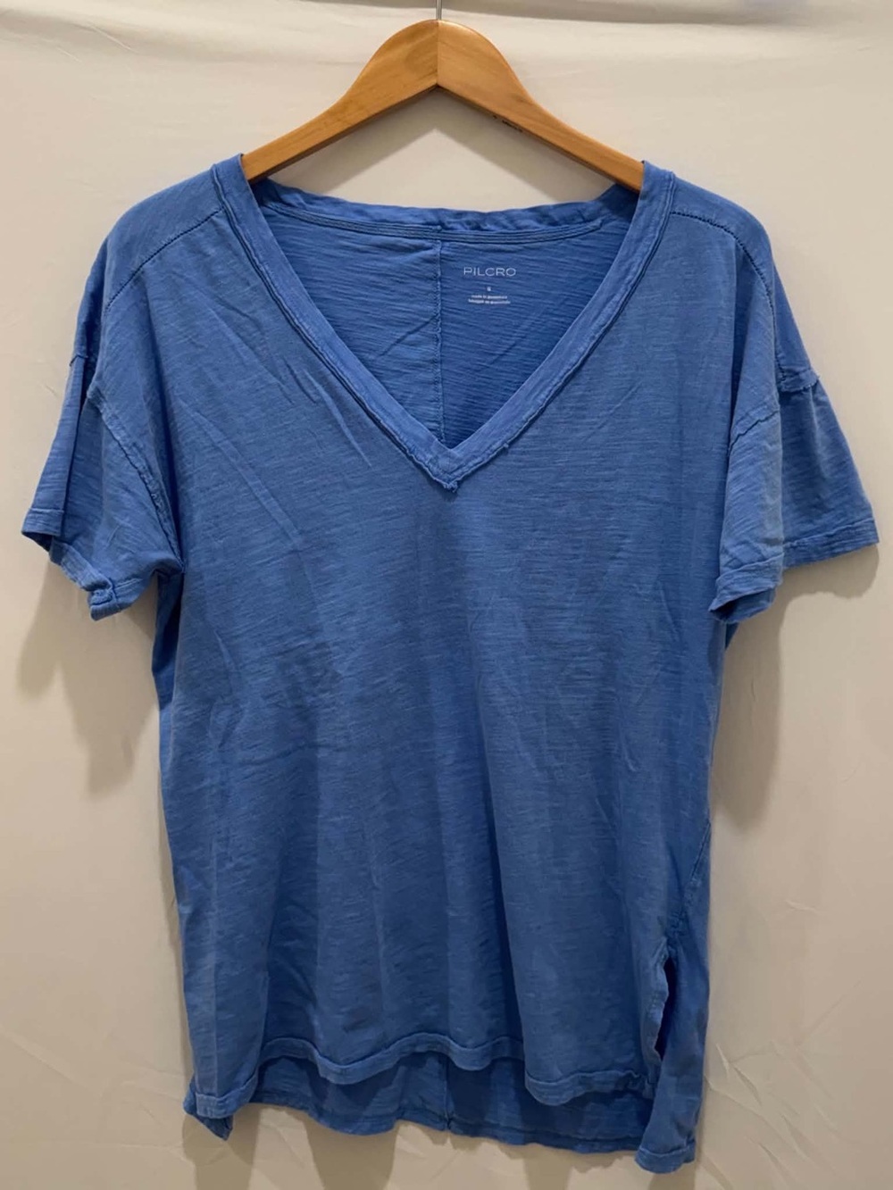 Pilcro Anthropologie Women's Oversized Light Blue V-Neck Short Sleeve Tee S